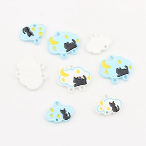 Cartoon-Cloud-Anhänger aus Legierung mit schwarzer Katze und Mond für DIY-Schmuck