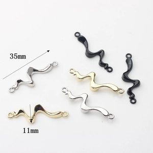 Geometrische Wellen-Verbindungsstücke für DIY-Schmuck in Gold, Silber und Schwarz, 35 mm
