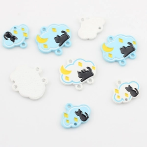 Legierung Wolke Katze Anhänger Katze Mond Stern Emaille Pendants DIY Schmuck Ohrringe Halskette Armband Herstellung Zubehör