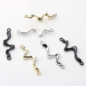 Legierung Geometrische Unregelmäßige S-Form Schmuck Verbinder Doppelöse DIY Zubehör Für Halsketten Armband Herstellung Gold Silber Schwarz
