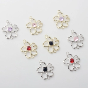 Hohle Blumenanhänger aus Legierung mit bunten Strasssteinen für DIY-Ohrringe und Schmuck