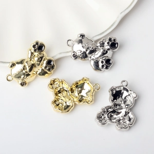 Niedliche Bären-Anhänger aus Metall für DIY-Schmuck in Gold und Silber poliert
