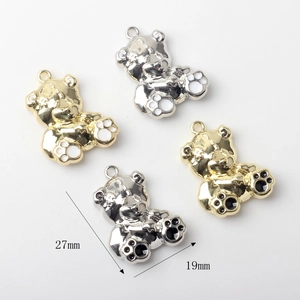 Niedlicher Bär-Anhänger aus Metall für DIY-Schmuck mit Emaille-Details 27x19mm