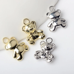Cute metal bear pendants in gold and silver finishes for DIY jewelry making