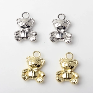 DIY bear-shaped metal alloy pendants in gold and silver finish for handmade necklaces