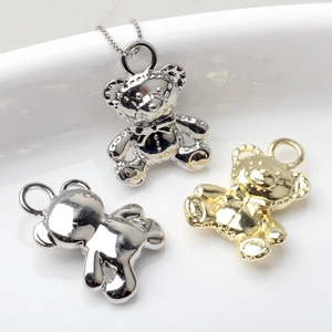 Cute Zinc Alloy Teddy Bear Pendants For DIY Jewelry Making Gold Silver Plated Cartoon Animal Charms For Earrings Necklaces