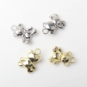 Cute bear charms in gold and silver finish with double loops for DIY jewelry making