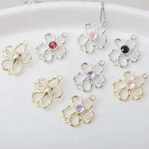 DIY Blumen-Anhänger aus Legierung mit bunten Strasssteinen in Gold- und Silberoptik
