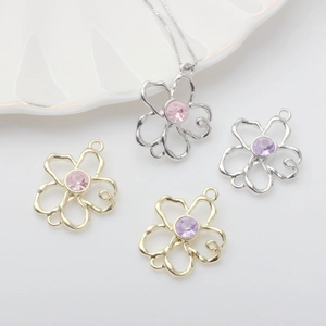 Hohle Blume Legierung Strass Anhänger Für DIY Schmuckherstellung Halsketten Ohrringe Zubehör Gold Silber Plattiert Charms