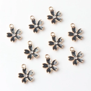 Ciondoli Sakura in Lega con Strass Smalto a Olio Nero Ciondoli per Orecchini e Collane Fai da Te Parti per Creazione Gioielli