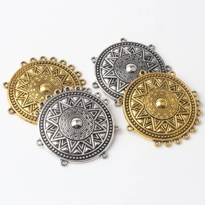Retro geometric alloy circle connectors for DIY jewelry making in gold and silver