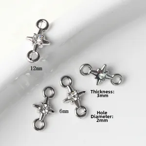 Pendentif étoile en alliage d'argent avec zircone pour bijoux DIY 12x6mm