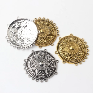 Retro alloy geometric circular sunburst connectors for DIY ethnic jewelry making
