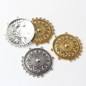Vintage geometric alloy connector pendants in antique gold and silver for DIY jewelry