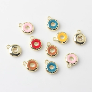 Mini alloy donut pendants with colorful enamel drips for DIY jewelry making and crafts