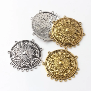 Vintage Zinc Alloy Geometric Round Connector Pendant Sun Pattern Ethnic Jewelry Findings For DIY Earring Necklace Making