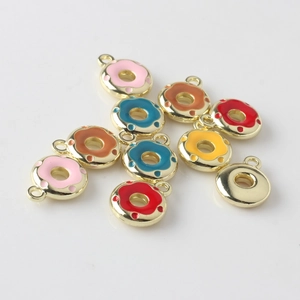 Colorful mini alloy donut charms with enamel finish for DIY jewelry making and bracelets