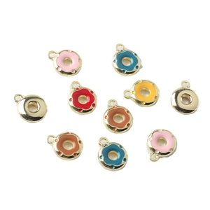 Colorful enamel donut pendants with gold plating for DIY jewelry making sets