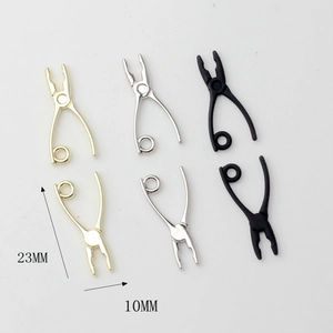 Mini alloy tool plier charms for DIY jewelry making in gold silver and black 23mm x 10mm