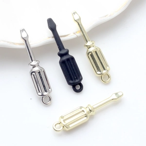 Creative Zinc Alloy Mini Screwdriver Shape Pendant Charm For DIY Jewelry Making Keychain Necklace Accessory Gold Silver Black
