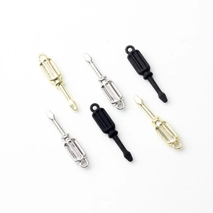 Creative alloy screwdriver pendants in gold silver and matte black for DIY jewelry making