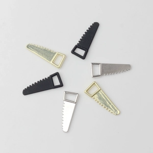 Set of 6 mini alloy saw pendants in gold, silver, and black for DIY jewelry making