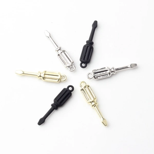 Mini screwdriver alloy pendants in gold silver and black for DIY jewelry making