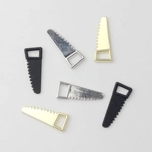 Mini alloy saw pendants in black, silver, and gold for DIY creative jewelry making