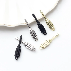 Mini alloy screwdriver pendants for DIY jewelry making in gold silver and black
