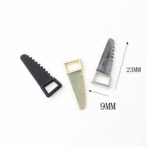 Mini alloy hand saw pendant charms in black, gold, and silver for DIY jewelry making