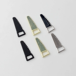 Set of 6 mini alloy saw pendants in black gold and silver colors for DIY jewelry making