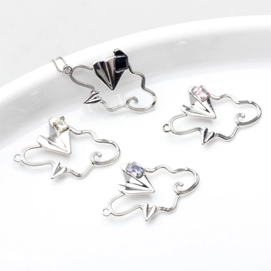 Cloud arrow and paper plane alloy pendants with colorful square crystal inlays