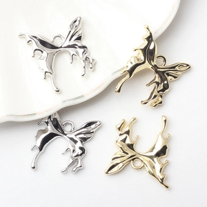Modern gold and silver butterfly pendants in liquid metal style for DIY jewelry making