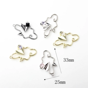 Alloy cloud and paper plane pendants with rhinestones for DIY jewelry making
