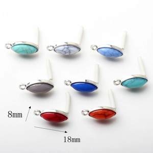Set di 8 ciondoli per orecchini a marquise in resina, 18x8mm, con base in lega d'argento