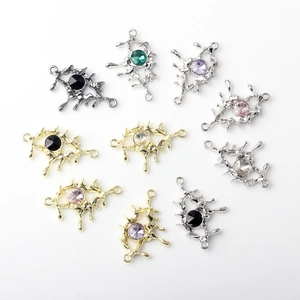 Alloy hollow evil eye charms with rhinestones for DIY earring necklace making