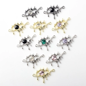 Lava style alloy evil eye charm with zircon stones in various plating finishes