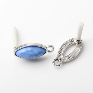 Connettore a marquise in lega d'argento con resina effetto marmo per orecchini DIY