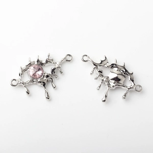 Lava style silver alloy eye pendant with pink gemstone for DIY jewelry making
