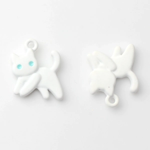 Détails de breloques chat blanc en alliage pour la création de bijoux DIY créatifs