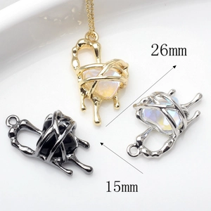 Ciondoli a cuore stile lava in oro e argento con strass, vista dimensione altezza 26mm
