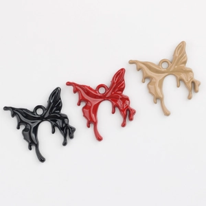 Lava butterfly alloy pendants in black red and beige for DIY jewelry necklaces and earrings