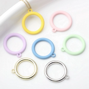 Zinc Alloy Spray Painted Colored Hollow Circle Pendants Charms DIY Handmade Jewelry Accessories For Earrings Necklace Craft