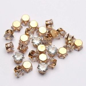 Cuentas de Vidrio de Strass Con Base de Garra de Metal Dorado Galvanizado Cuentas Ovaladas Transparentes Facetadas para Hacer Joyas DIY
