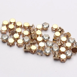 Cuentas de cristal ovaladas con engastes dorados para joyería DIY y manualidades