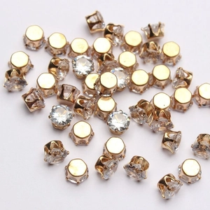 Cuentas de cristal ovaladas con engastes dorados para joyería DIY y pendientes