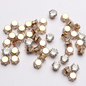Cuentas de cristal ovaladas con engastes de metal dorado para bisutería artesanal DIY