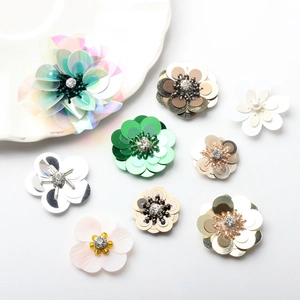 Handgemaakte Pailletten Bloem Patch Applicatie Met Strass Kralen Voor DIY Kleding Hoofddeksels Mode Sieraden Decoratieve Accessoires