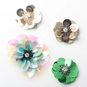 Handgemaakte lovertjes bloem patches met kralen en strass steentjes voor kleding en DIY