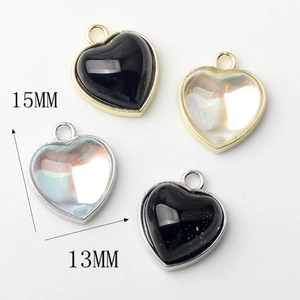 15mm heart pendant charm with diamond accent in multiple colors for DIY jewelry making